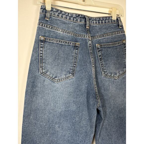 PRETTY LITTLE THING Denim Mom Jeans Medium Dark Wash Retro 90s Y2K Preppy Size 2 - Picture 8 of 9